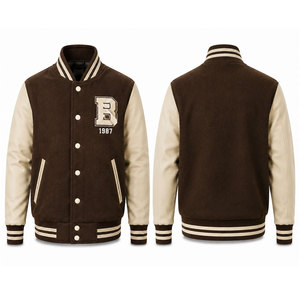 เสื้อแจ็คเก็ตแฟชั่น Letterman สำหรับผู้ชาย ปักลายได้ตามต้องการ ติดกระดุมหน้า ผ้าผสมขนสัตว์ สไตล์ลำลอง ขายส่งจำนวนมาก - Product Image 1