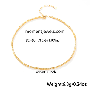 Collier Chaîne Tennis en Argent 925 Plaqué Or, Zircon Tendance, Minimaliste, Réglable, Bijou pour Femme et Homme, Idéal pour le Quotidien et les Cadeaux - Product Image 4