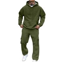 Vente d'usine : Ensemble 2 pièces pour homme – Survêtement tendance en polaire avec sweat à capuche et pantalon cargo jogger oversize avec poches