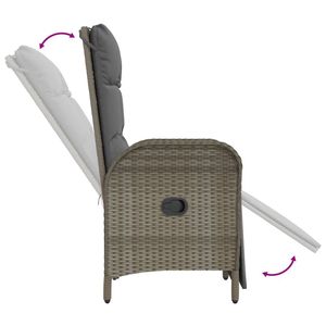 Ensemble de salle à manger de jardin en rotin PE gris et acier thermolaqué avec verre trempé pour repas en plein air - Product Image 6