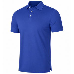 Polo pour homme à manches courtes en tricot uni, coupe décontractée, boutons, gris, bleu, rouge, noir - Product Image 3