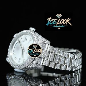 Reloj Mecánico con Aspecto de Hielo, Bisel de Diamantes, Esfera de Cristal, Reloj de Pulsera para Regalo y Moda - Product Image 3