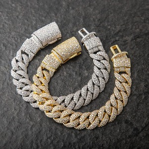 Bracelet Hip Hop Cuban Link en Gros, Moissanite VVS, Argent Sterling 925, Or 18K, Bijoux de Luxe pour Anniversaire et Fiançailles - Product Image 1