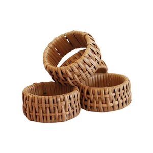 Ronds de serviette en rotin naturel tressé, ronds de serviette de Pâques pour une décoration élégante de la table à manger - Product Image 5