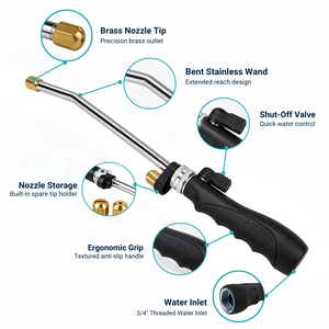 Long Reach Extension Water Spray Gun with Dual Brass Nozzles for <b>Garden</b> Hose Car and Outdoor Cleaning - Product Image 5