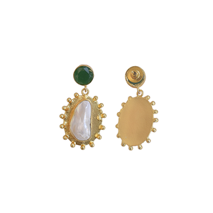 Boucles d'oreilles pendantes baroques plaquées or avec perles pour femmes, clous d'oreilles semi-précieux, bijoux de déclaration, vente en gros, bijouterie de boutique - Product Image 6