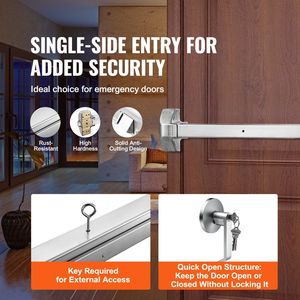 Porta di emergenza commerciale porta Push Bar Panic leva in acciaio inox 31 '3 chiavi 30-36 "metallo legno porta Hardware - Product Image 5