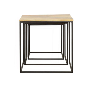 Premium Solid Acacia Wood <b>Round</b> <b>Coffee</b> <b>Table</b> with Metal Cross Base Natural Center <b>Table</b> Wholesale Style Furniture for Hotels - Product Image 5