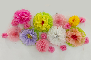 Decoraciones para fiestas de bodas 12 'de longitud Guirnalda de flores de papel hecha a mano ecológica Suministros para uso en interiores - Product Image 3