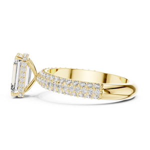 แหวนเพชรทรงเอเมอรัลด์คัท เพชรเลี้ยงในห้องปฏิบัติการ ทองคำแท้ 14K 18K ประดับเพชรแบบหลายแถว ล้อมเพชรแบบซ่อน 2.80 กะรัต DEF VVS รับรองโดย IGI แหวนแต่งงาน ODM - Product Image 5