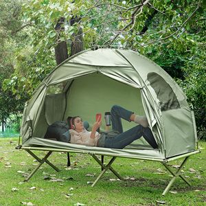 Lettino da campeggio singolo 2-in-1 rialzato, portatile, dal design moderno, pieghevole, con borsa per il trasporto, per dormire all'aperto - Product Image 2
