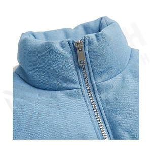 เสื้อแจ็คเก็ตสีฟ้าอ่อนแบบควิลท์ แขนยาว คอตั้ง ปิดด้วยซิป บุด้วยใยโพลีเอสเตอร์หนา เหมาะสำหรับฤดูหนาว ความยาวสั้น เสื้อโค้ทผู้หญิง - Product Image 4