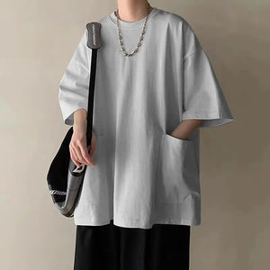 Camisetas de Manga Corta para Hombre, Cuello Redondo, Diseño de Parches, Holgadas, a la Moda, Nuevas, Tallas Grandes, Básicas, Casuales, para Verano - Product Image 2