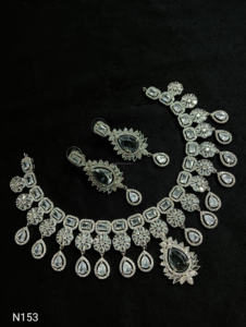 Conjunto de joyería nupcial de diamante americano clásico, collar y pendientes de dos piezas para boda, estilo clásico de moda - Product Image 6