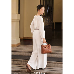 Women's Modern Elegant <b>White</b> High Waist Wide Flared Leg Full Length Anti-Wrinkle Spandex/Polyester Casual Office Pants OEM/ODM - Product Image 4