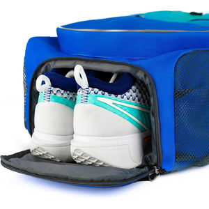Vibrant Blue Gradient Tennis Racket <b>Backpack</b> with <b>Waterproof</b> Fabric and Large Side Mesh Pockets for Sports Gear - Product Image 3