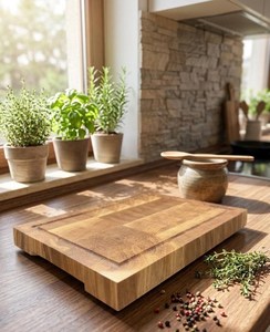 Planche à découper en bois épaisse de qualité supérieure avec poignées intégrées, planche à découper en bois durable pour la maison, la cuisine et les restaurants - Product Image 5
