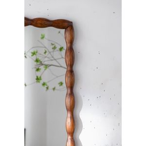 Specchio con Cornice in Legno Massello Montato a Parete Stile Mid-Century Modern, Alta Definizione, Non Deformabile, per Camera da Letto e Soggiorno - Product Image 3