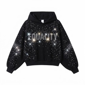 Sudadera con Capucha Personalizada de Alta Calidad, 100% Algodón, Estilo Urbano, con Pedrería, Diseño Moderno, Unisex, Corte Recortado - Product Image 5