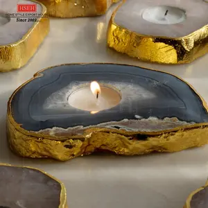 Bán Buôn Đá Nến Jar Trang Trí Nến Chủ Trang Trí Nội Thất Bằng Đá Cẩm Thạch Tlite Chủ Agate Nến Đứng Bảng Top Handmade