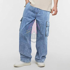 กางเกงยีนส์ทรงหลวมเอวสูงสำหรับผู้ชาย ผลิตตามสั่ง MOQ ต่ำ ขายส่ง น้ำหนักเบา ผ้าฝ้าย 100% คุณภาพสูง - Product Image 4