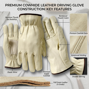 Heavy Duty Durable Reflective Safety Clothing Industrial Workwear Buffalo Grain Leather Waterproof Elastic Wristlet Breathable - Product Image 5