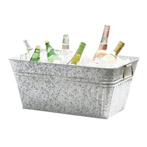 Bac à boissons ovale en métal galvanisé style ferme, seau à glace, refroidisseur de boissons, bacs à vin en acier pour fêtes et événements avec poignées - Product Image 4