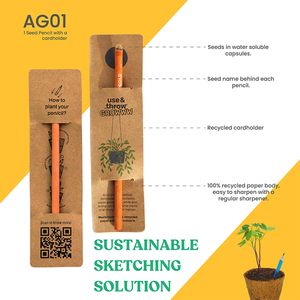 Crayons écologiques plantables avec graines |   Porte-cartes durable en papier recyclé 2B Graphite avec code QR |   Cadeau vert - Product Image 3