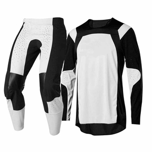 Combinaison de motocross unisexe noire et blanche à manches longues respirante avec blocs de couleur pour la course à moto, tenue de sport pour adultes toutes saisons - Product Image 1
