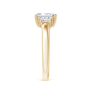 Bague de fiançailles et de mariage à trois pierres en diamant de culture certifié IGI, taille émeraude, or 10K 14K 18K, argent 925 935 - Product Image 3