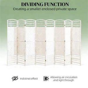 White 8-<b>Folding</b> Privacy <b>Screen</b> Bedroom Divider - Product Image 4