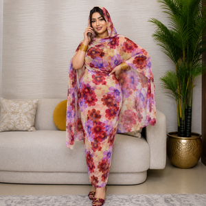 Tela Sudanesa Toub 100% Algodón con Estampado Floral |   Tela de Algodón Suave y Transpirable de 58 Pulgadas de Ancho para Toub Sudanés Tradicional - Product Image 4