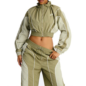 Conjunto Deportivo Personalizado para Mujer, Chaqueta Corta de Nailon Ligero y Pantalones Jogger, Ropa Deportiva Transpirable, Proveedor de Sudaderas al por Mayor - Product Image 4