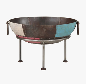 Brasero d'extérieur antique en acier pour bois, avec poignées et pieds robustes, foyer métallique, prix compétitif - Product Image 2