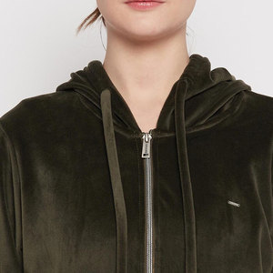 Nouvel ensemble 2 pièces pour femme en velours respirant et léger, sweat à capuche zippé et pantalon, survêtement d'hiver uni - Product Image 6