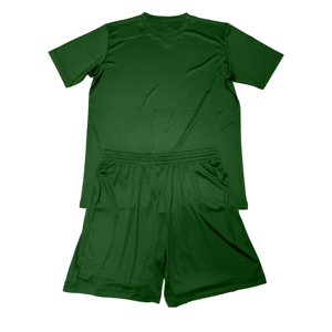 Ensemble de maillot de football vert pour homme, manches courtes, polyester respirant, col rond, short à taille élastique, coupe régulière, toutes saisons - Product Image 1