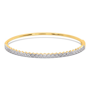 Bracelet hexagonal en diamant avec cadre fin en or jaune et design géométrique bicolore sur le devant - Product Image 2