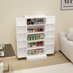 Mobile dispensa da cucina a LED da 50 pollici, credenza autoportante con 2 ante e 2 ripiani regolabili per l'organizzazione del soggiorno - Product Image 5