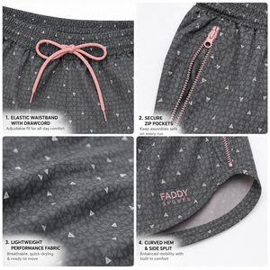 Unique Design Women Running <b>Shorts</b> Geometric Print Dual <b>Zip</b> <b>Pockets</b> Curved Hem Drawstring Custom Logo Activewear <b>short</b> OEM - Product Image 3