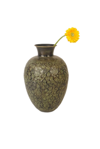 Vase à fleurs en métal finition cuivre antique, style artisanal, support décoratif pour arrangement floral, décoration rustique vintage pour la maison, élégant - Product Image 5