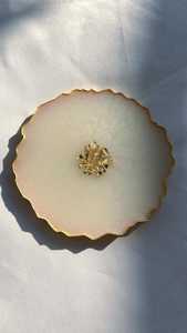 Sous-verres ronds en résine avec motif feuille d'or, sets de table modernes faits à la main, antidérapants, diamètre 350 mm - Product Image 6