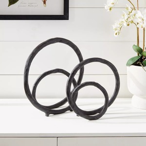 Sculpture Circulaire Faite à la Main, Décoration de Table Abstraite Géométrique, Figurine d'Art Minimaliste pour Salon - Product Image 1