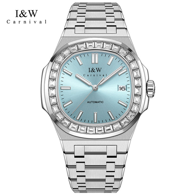 I&W CARNIVAL Luxury Gift Men's Automatic Casual Fashion 43mm Dial Diameter Stainless Steel SEIKO Movement Mechanical Watch