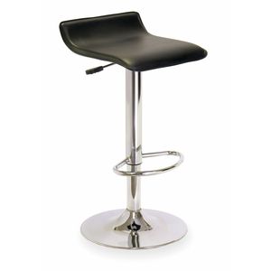 Sgabello da Bar girevole con ponte aereo singolo con sedile in ecopelle nera - Product Image 2