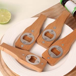 Abridor de Botellas Multiusos con Mango de Madera para Cerveza, Refrescos y Bebidas - Herramienta de Barra Duradera de Acero Inoxidable con Marca Personalizada - Product Image 5