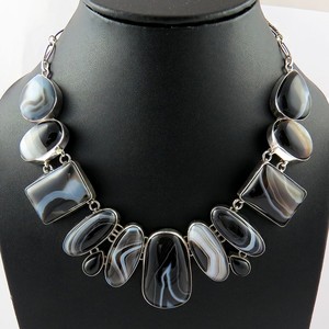 Collar Hecho a Mano de Plata de Ley 925 con Ágata Negra Auténtica, Exportador de Joyería de Plata, Joyería de Plata de Moda India - Product Image 4