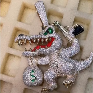 Pendentif Lion 3D S925 en Moissanite Diamant, Design Personnalisé Tendance pour Rappeur, Hip Hop, Animaux de Dessin Animé - Product Image 1