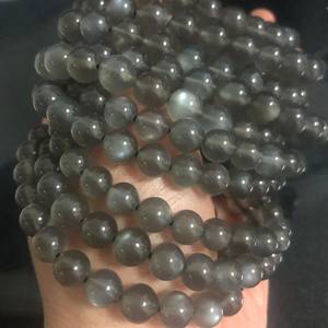 Cuentas redondas de piedra lunar gris natural, hilo de cuentas sueltas para la fabricación de joyas, pulseras, collares y manualidades. - Product Image 6