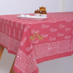 Floral Print Dabu 100% Cotton Elegant Handmade Block Printed Traditional Heritage Rectangle Artisan Design <b>Table</b> <b>Cover</b> - Product Image 4