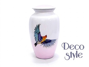 "Sacred Midnight Blue Metal Cremation Urn for Human Ashes - Handcrafted Memorial Jar with Triple Silver Cross and Celestial Swir - Product Image 3